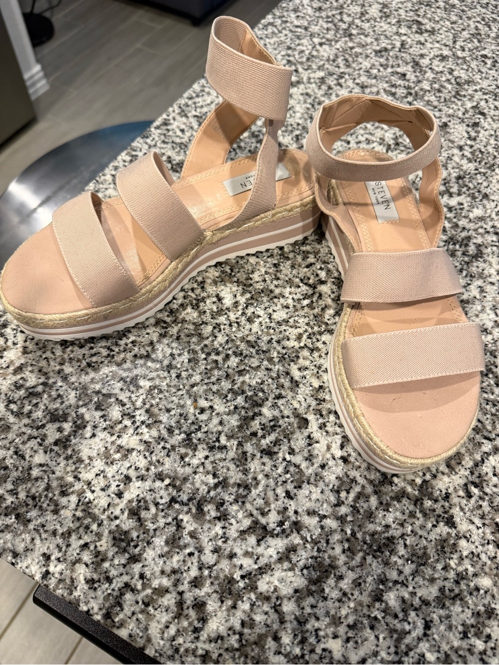STEVE MADDEN Blush Elastic-Strap Espadrille Wedge Sandals